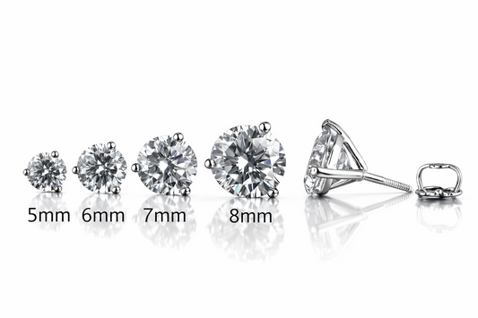 14k White Gold Round AAA Quality CZ Martini Stud Earrings with Screw Back