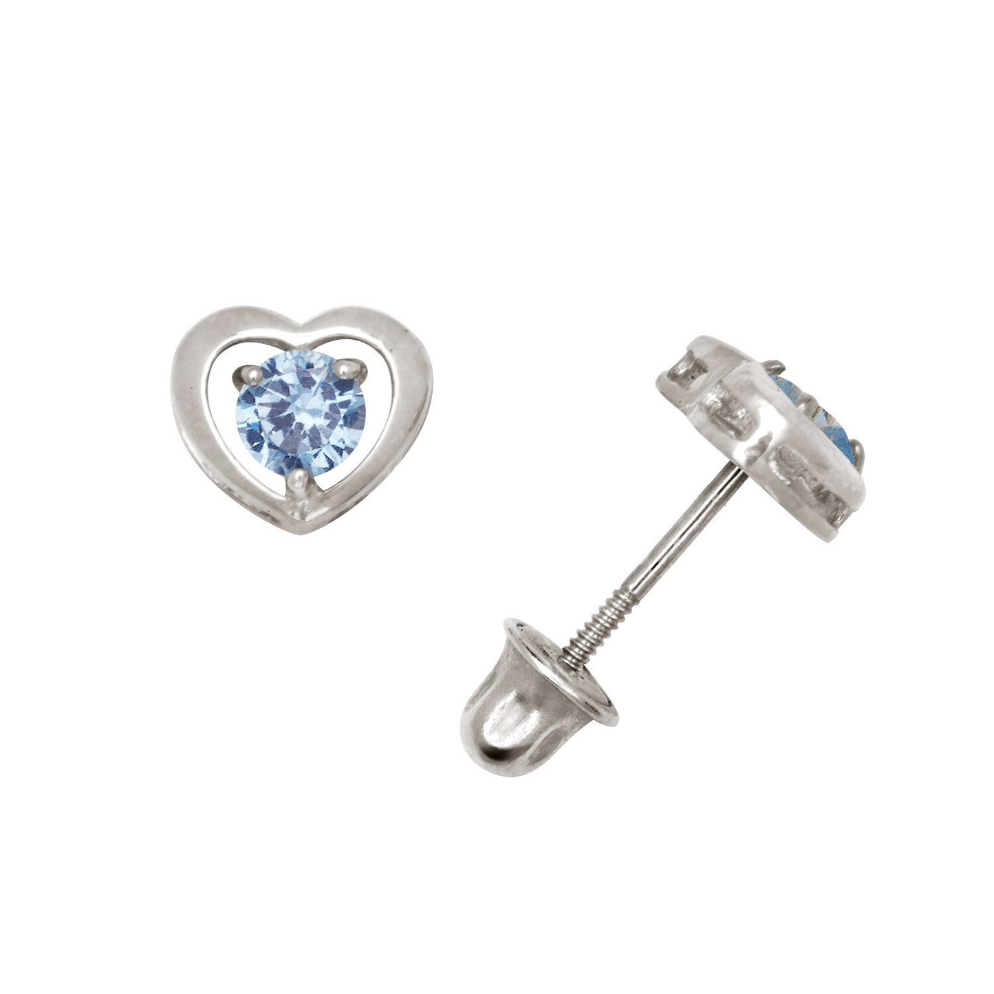 14K Yellow & White Gold Elegant CZ Heart Shaped Stud Earrings for Women