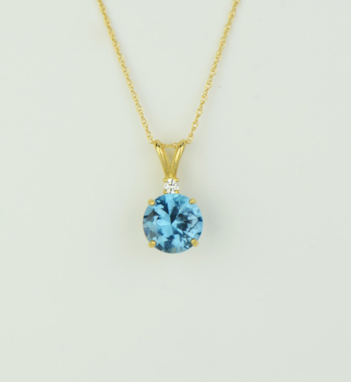 14k Yellow Gold Round CZ Birthstone Pendant