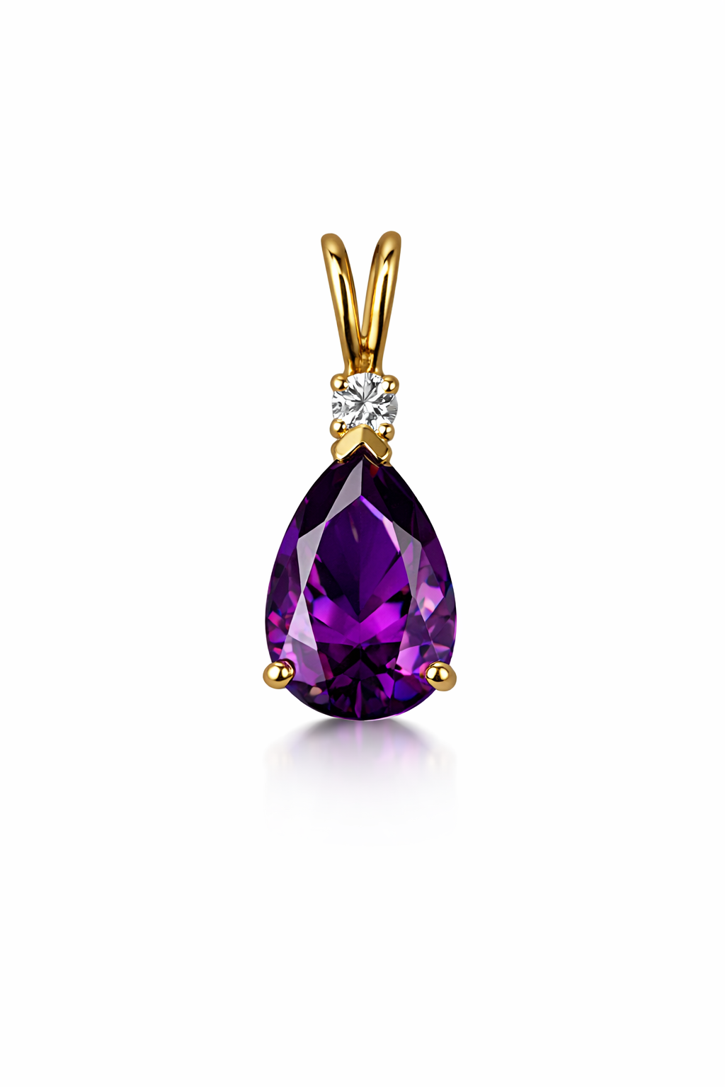 14k Yellow Gold Pear CZ Birthstone Pendant