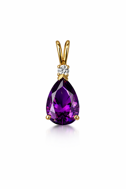 14k Yellow Gold Pear CZ Birthstone Pendant