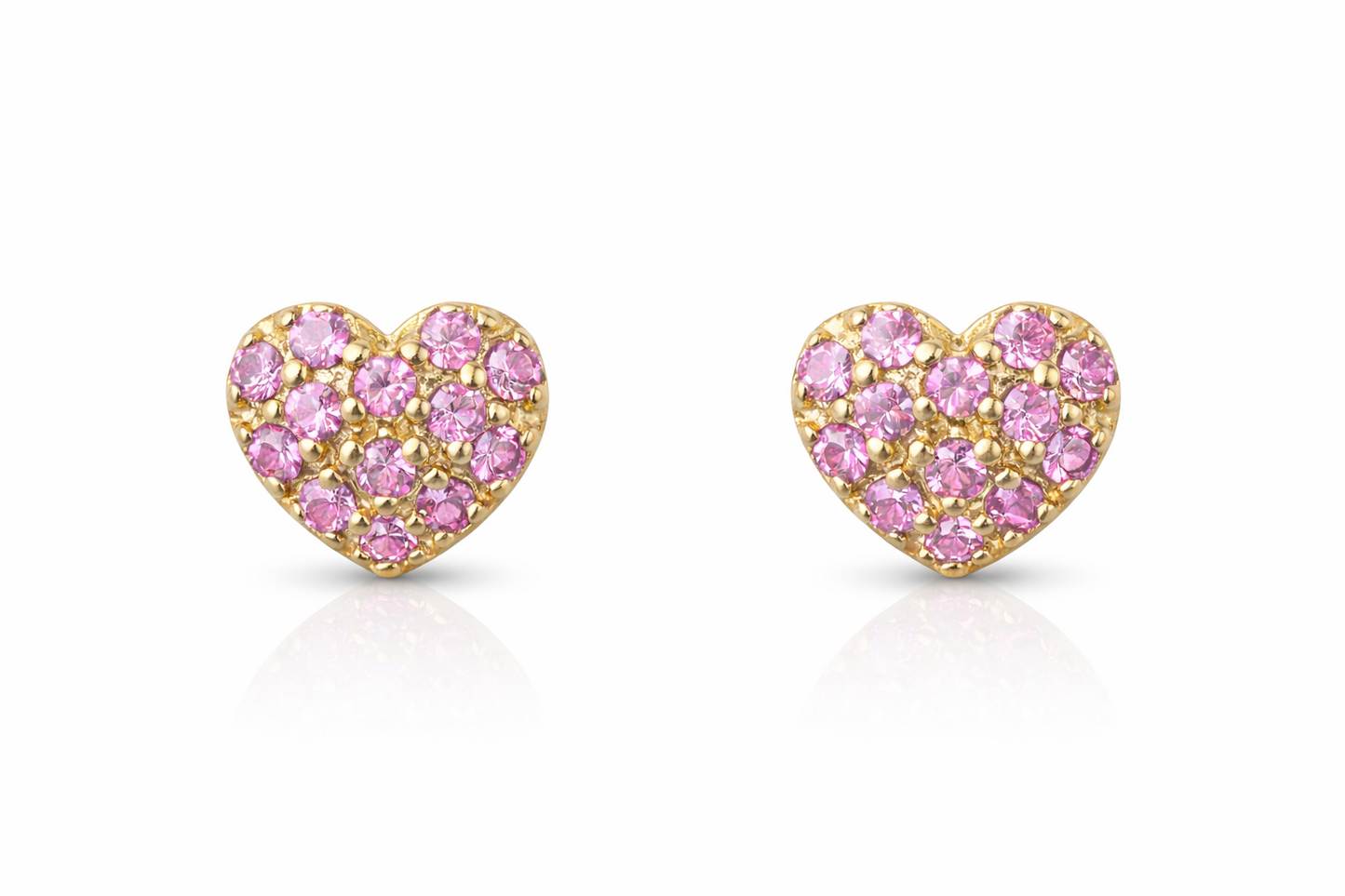 yellow gold white gold heart shape cz stud earrings yellow gold 14k