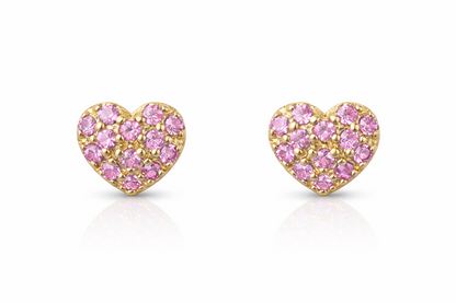 yellow gold white gold heart shape cz stud earrings yellow gold 14k