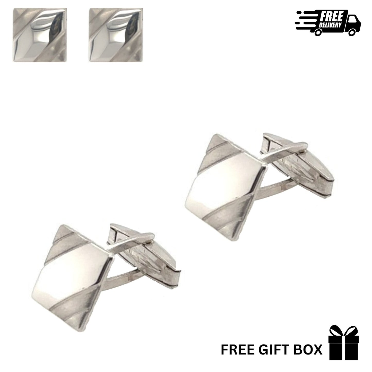 925 Sterling Silver Italy Square Cufflinks