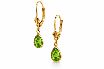 14KYellow Gold Leverback;Birthstone Tear Drop shape Dangle Earrings High Quality