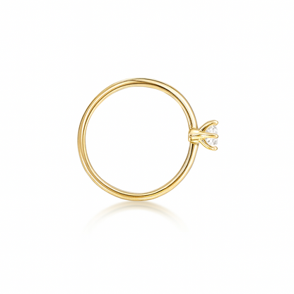 14K Solid Yellow Gold Nose Ring Hoop with 2mm CZ Stone