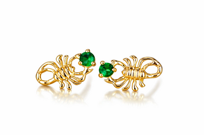 14k Yellow Gold Birthstone Scorpion Earring
