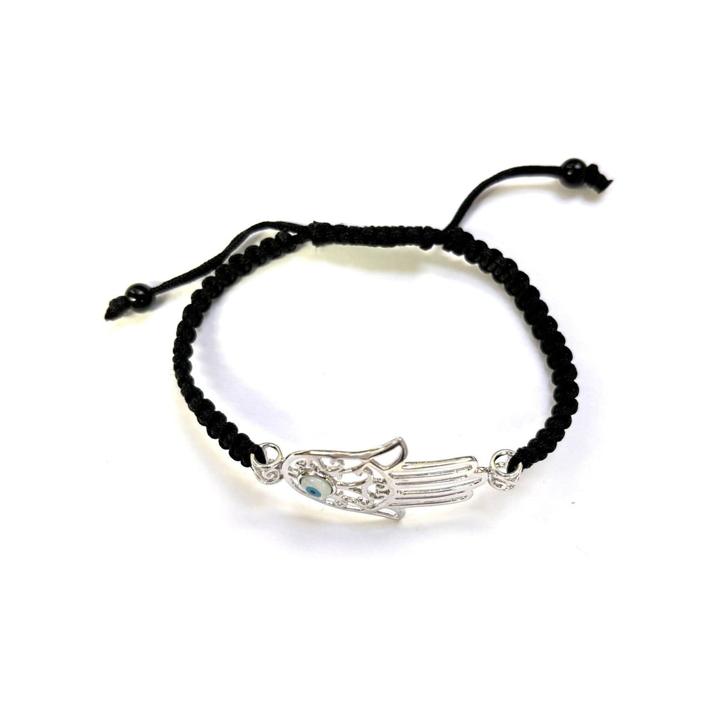 925 Sterling Silver  Hamsa Bracelet 6" Adjustable to 11"