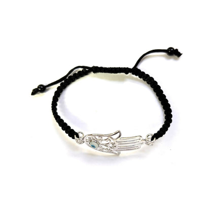 925 Sterling Silver  Hamsa Bracelet 6" Adjustable to 11"