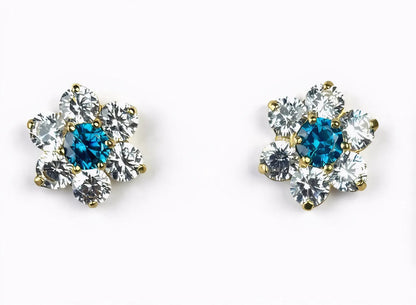 14k Yellow Gold Beautiful Flower Shaped Screw Back Earrings for Women