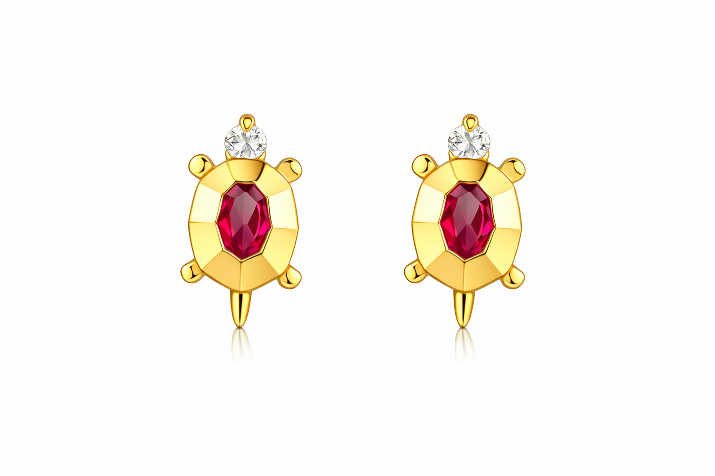14k Yellow or White Gold Turtle CZ Stud Earring