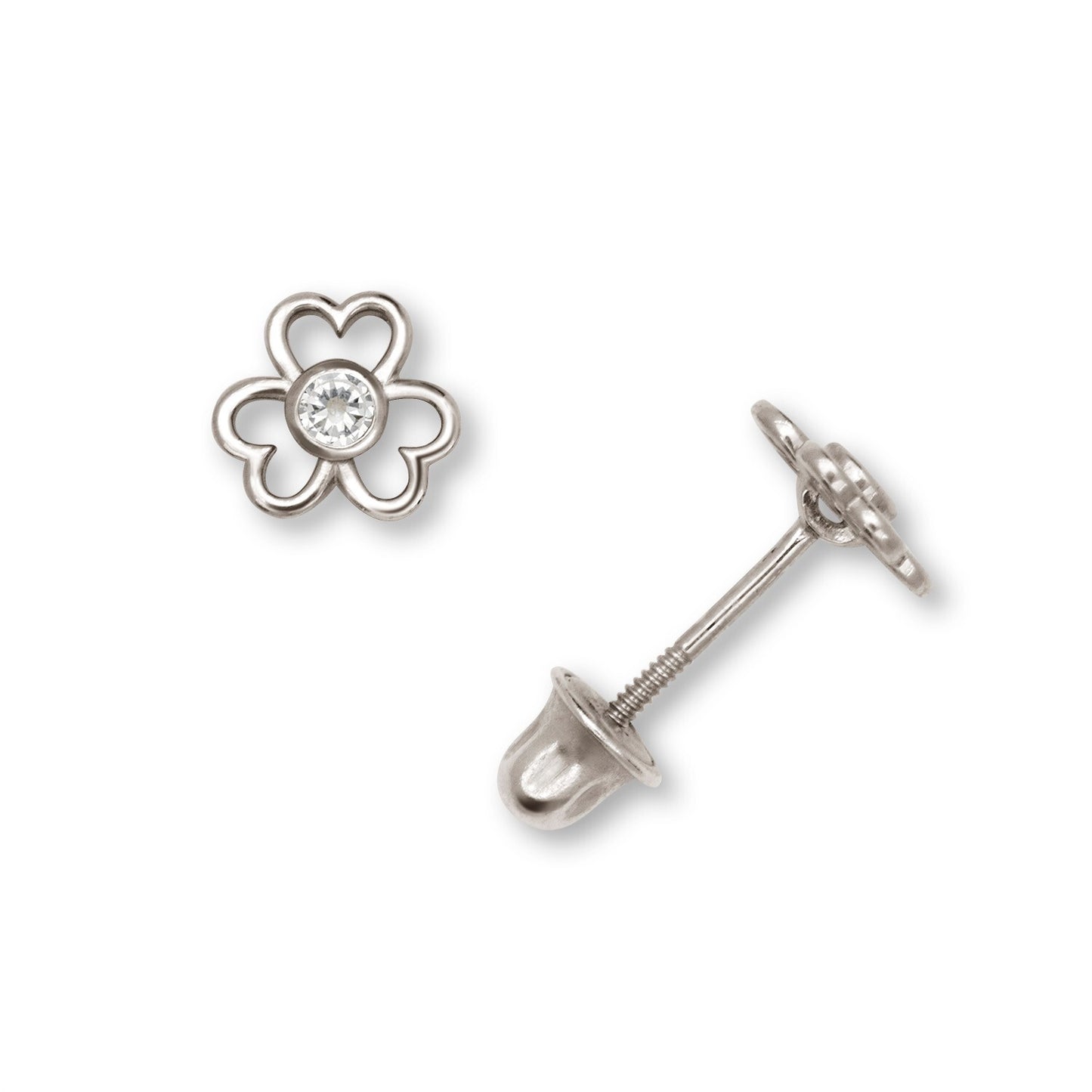 14K Yellow & White Gold Gorgeous Flower Stud Earrings for Women