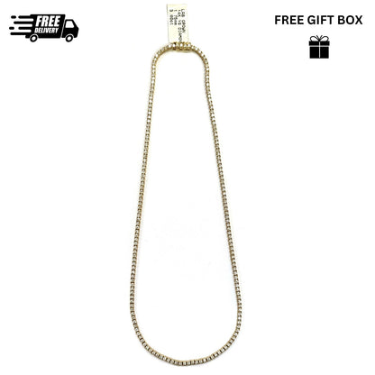 14K Yellow Gold Round Lab Grown Diamond Tennis Necklace 16 Inches