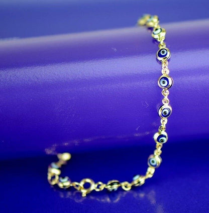 14k Yellow Gold Evil Eye Bracelet