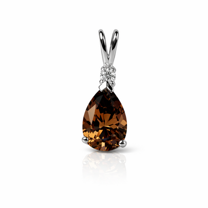 14k White Gold Pear CZ Birthstone Pendant