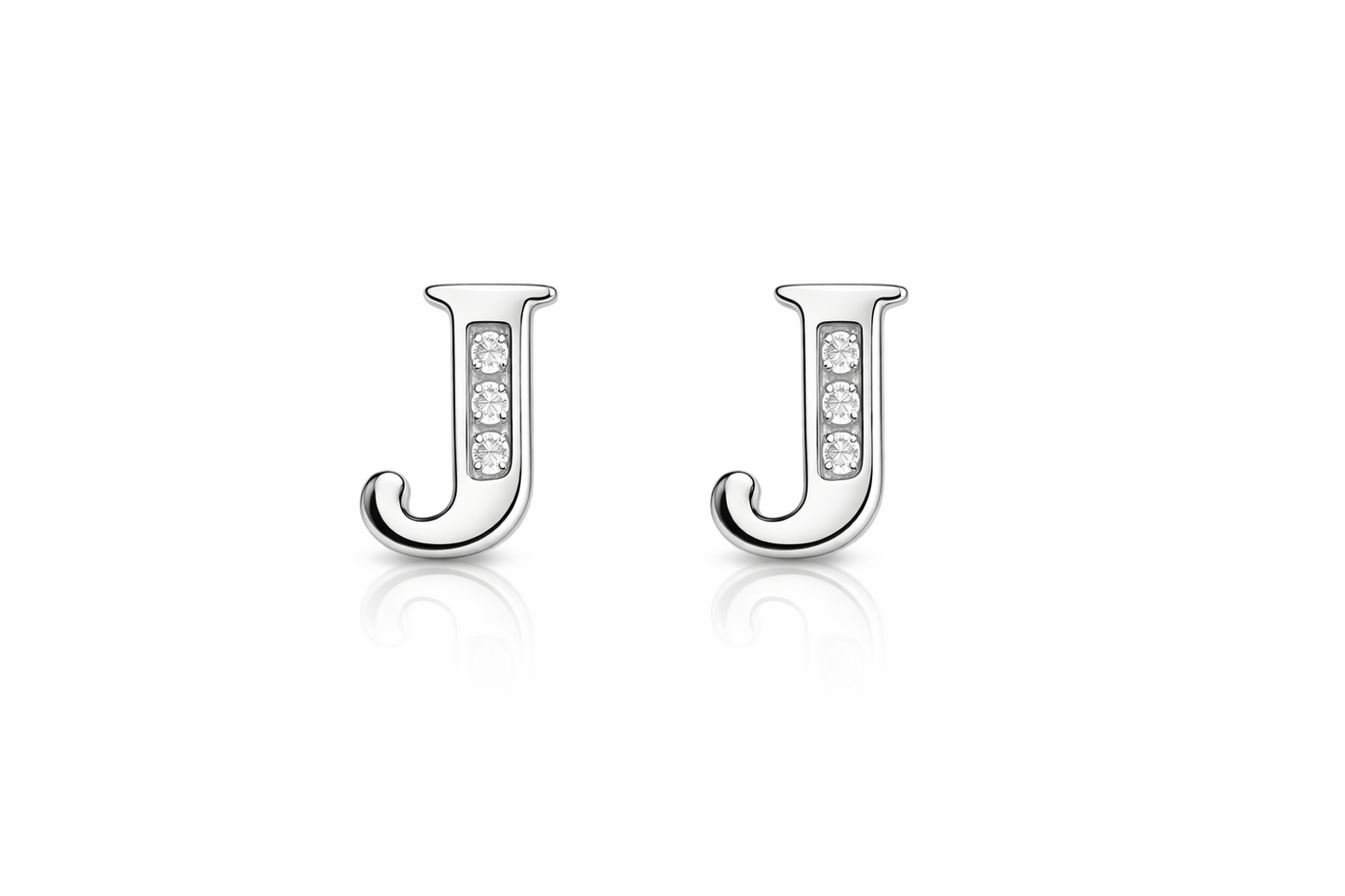 14k Yellow or White Gold Initial Letters CZ Stud Earrings