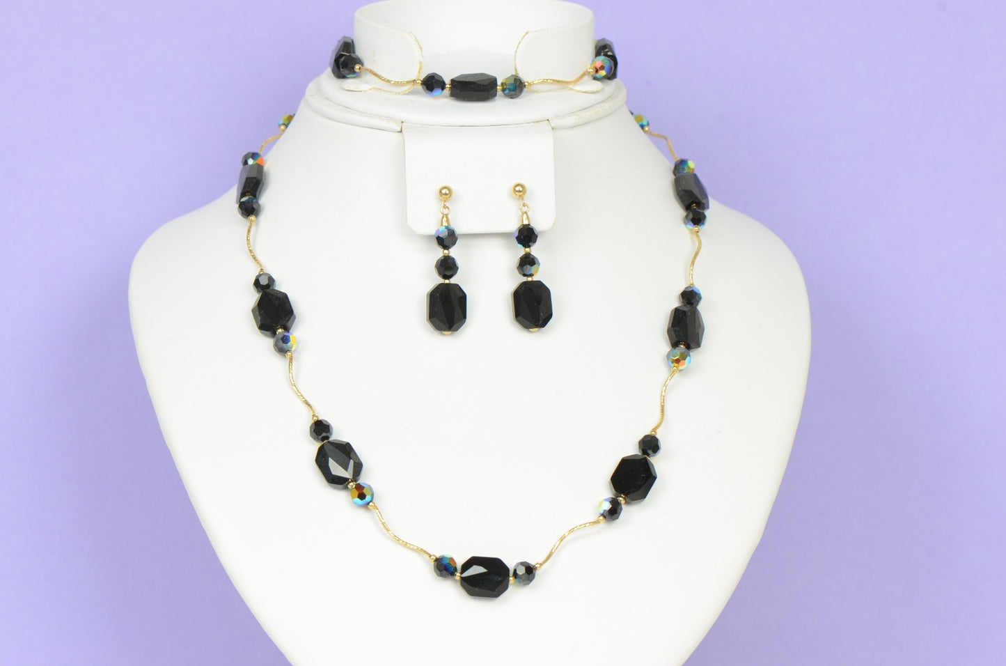 14k Yellow or White Gold Genuine Swarovski Crystal Beads Necklace Set
