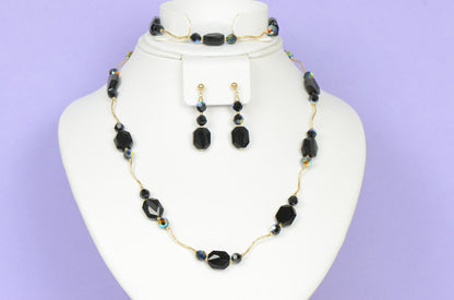 14k Yellow or White Gold Genuine Swarovski Crystal Beads Necklace Set