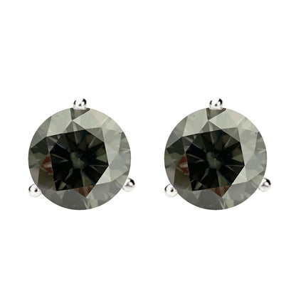 14K Gold GRA CertifiedD-VVS1 Grey Moissanite ScrewBack Stud Earrings