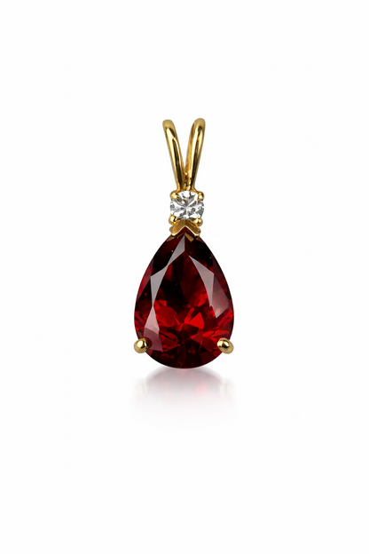 14k Yellow Gold Pear CZ Birthstone Pendant