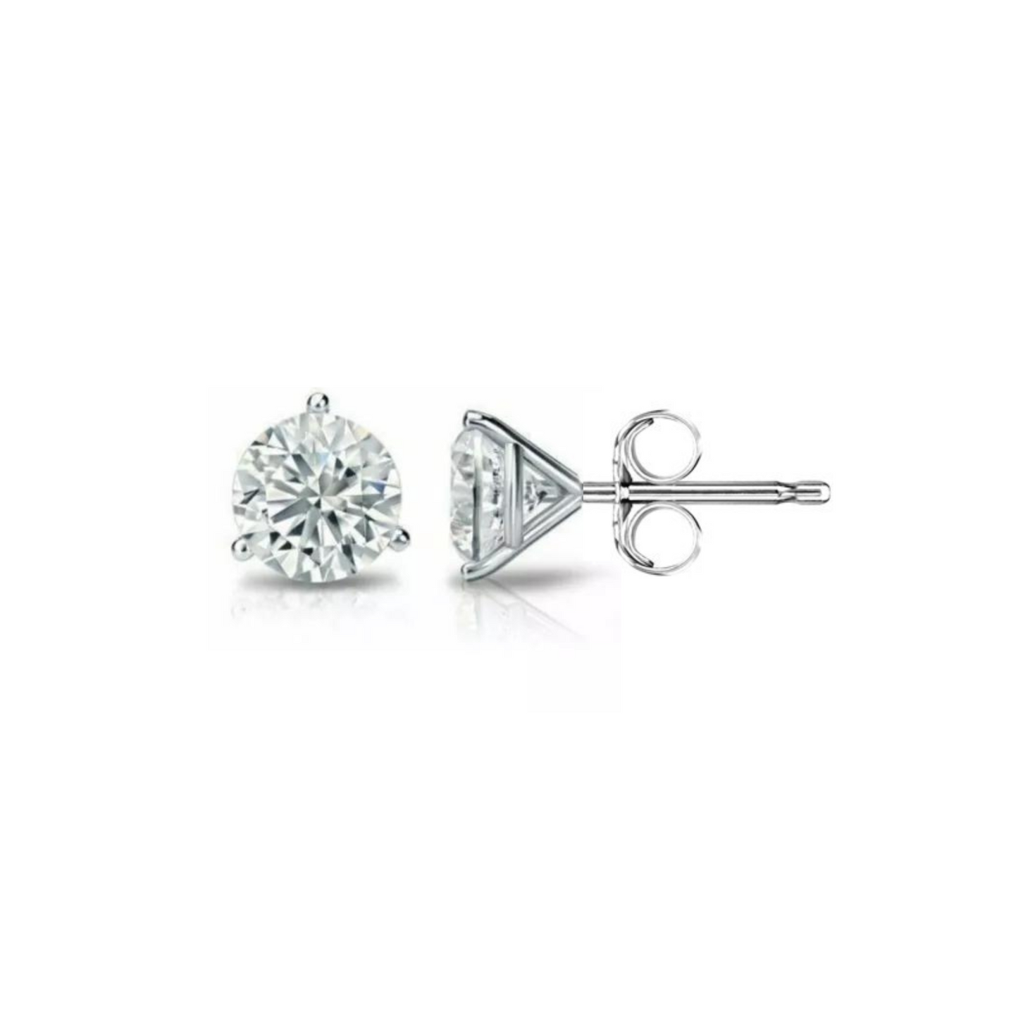 14K Gold GRA Certified D-VVS1 Round Moissanite Martini Push Back Stud Earrings