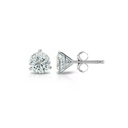 14K Gold GRA Certified D-VVS1 Round Moissanite Martini Push Back Stud Earrings