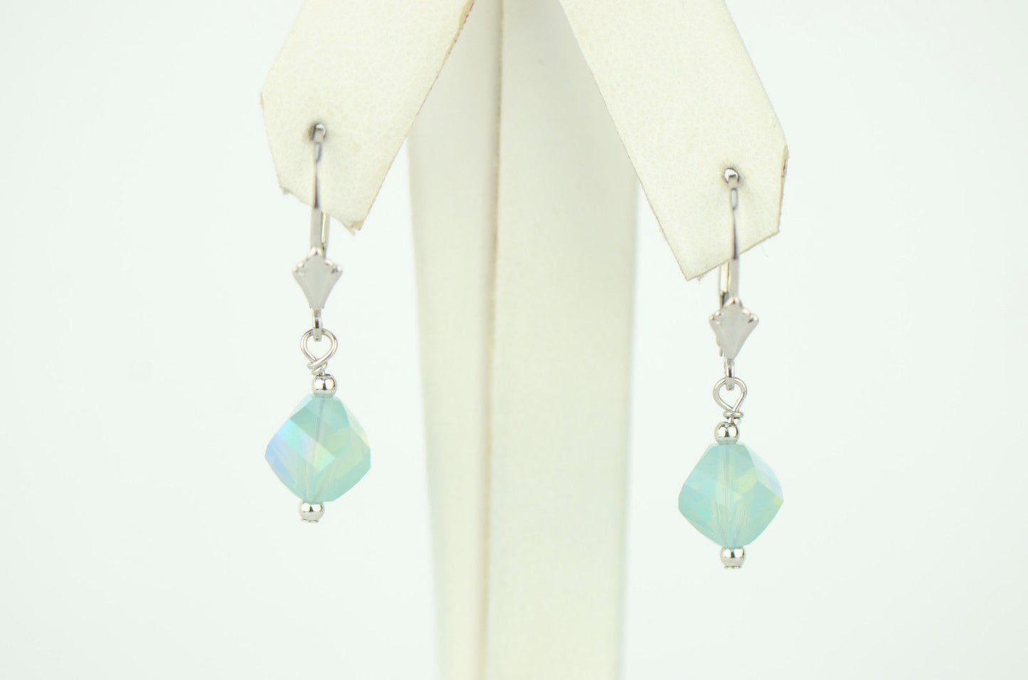 Clear Crystal Helix Bead Sterling Silver Earrings