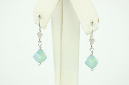 Clear Crystal Helix Bead Sterling Silver Earrings