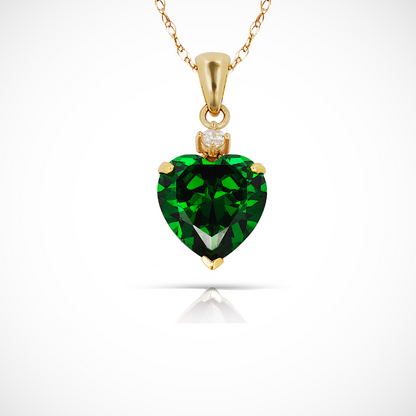 14K Yellow Gold Classic Heart Shaped Simulated CZ Pendant for Women