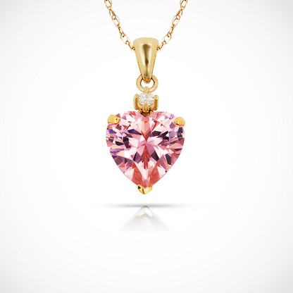 14K Yellow Gold Classic Heart Shaped Simulated CZ Pendant for Women