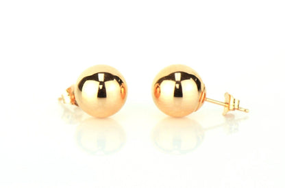 14k Rose Gold Round Shaped Ball Stud Earrings for Women