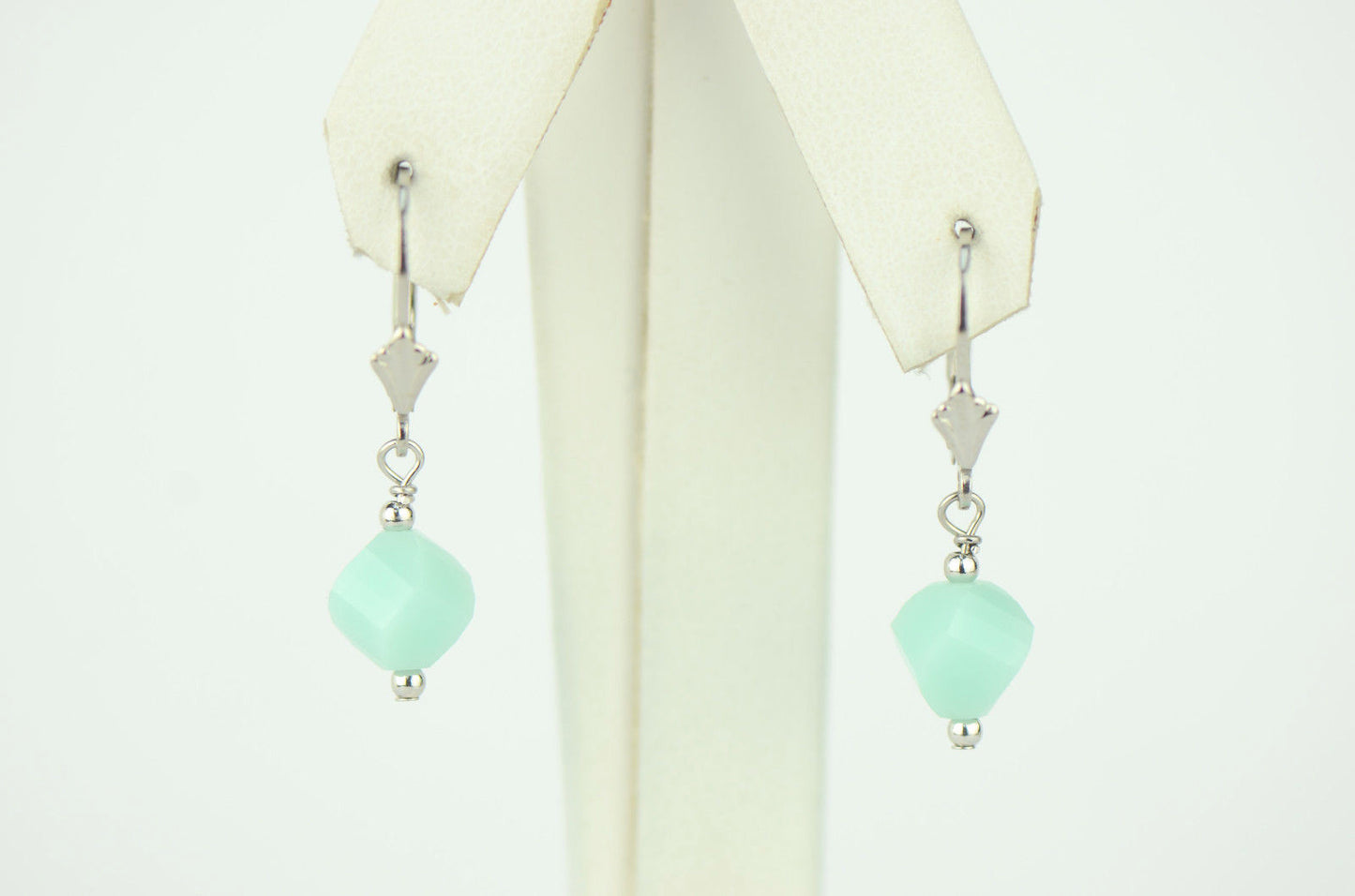 Clear Crystal Helix Bead Sterling Silver Earrings