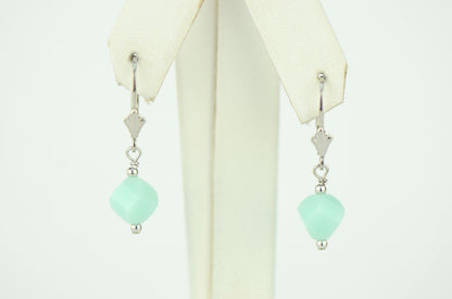 Clear Crystal Helix Bead Sterling Silver Earrings