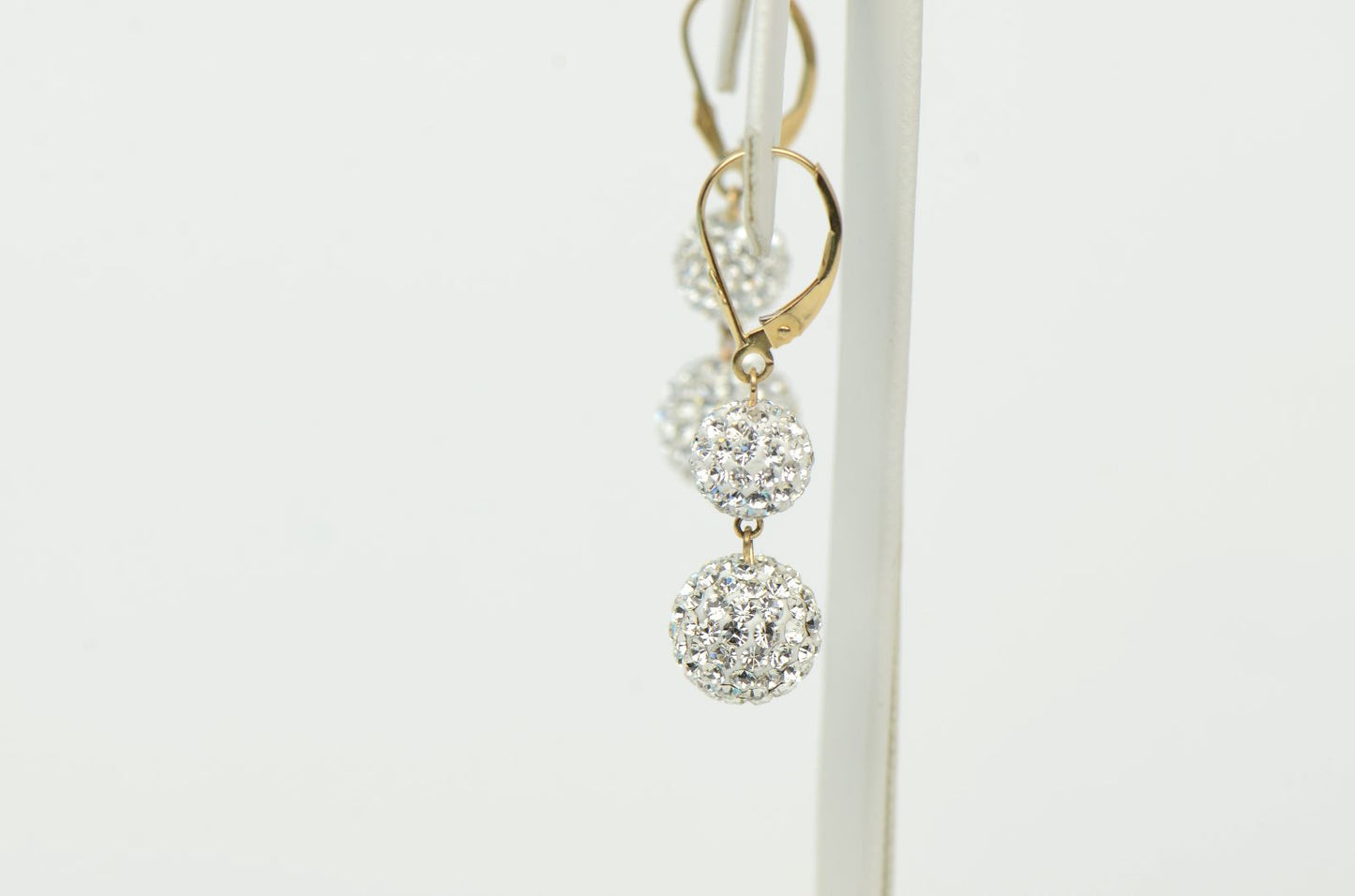 14K Yellow Gold Leverback Dangle Earrings with Genuine Czech Crystals
