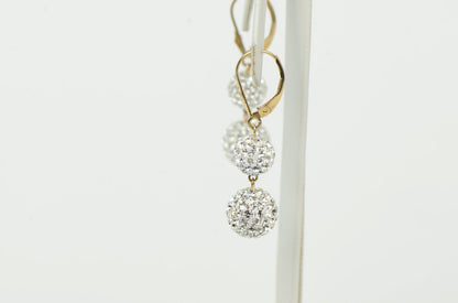 14K Yellow Gold Leverback Dangle Earrings with Genuine Czech Crystals
