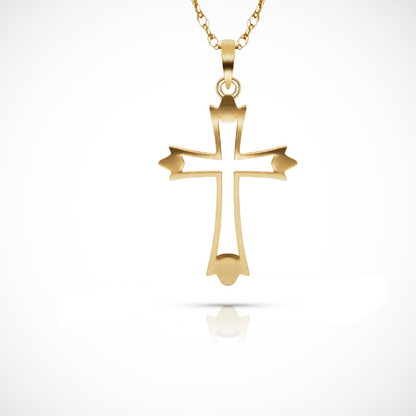 14K Yellow & White Gold Cross Pendant For Women