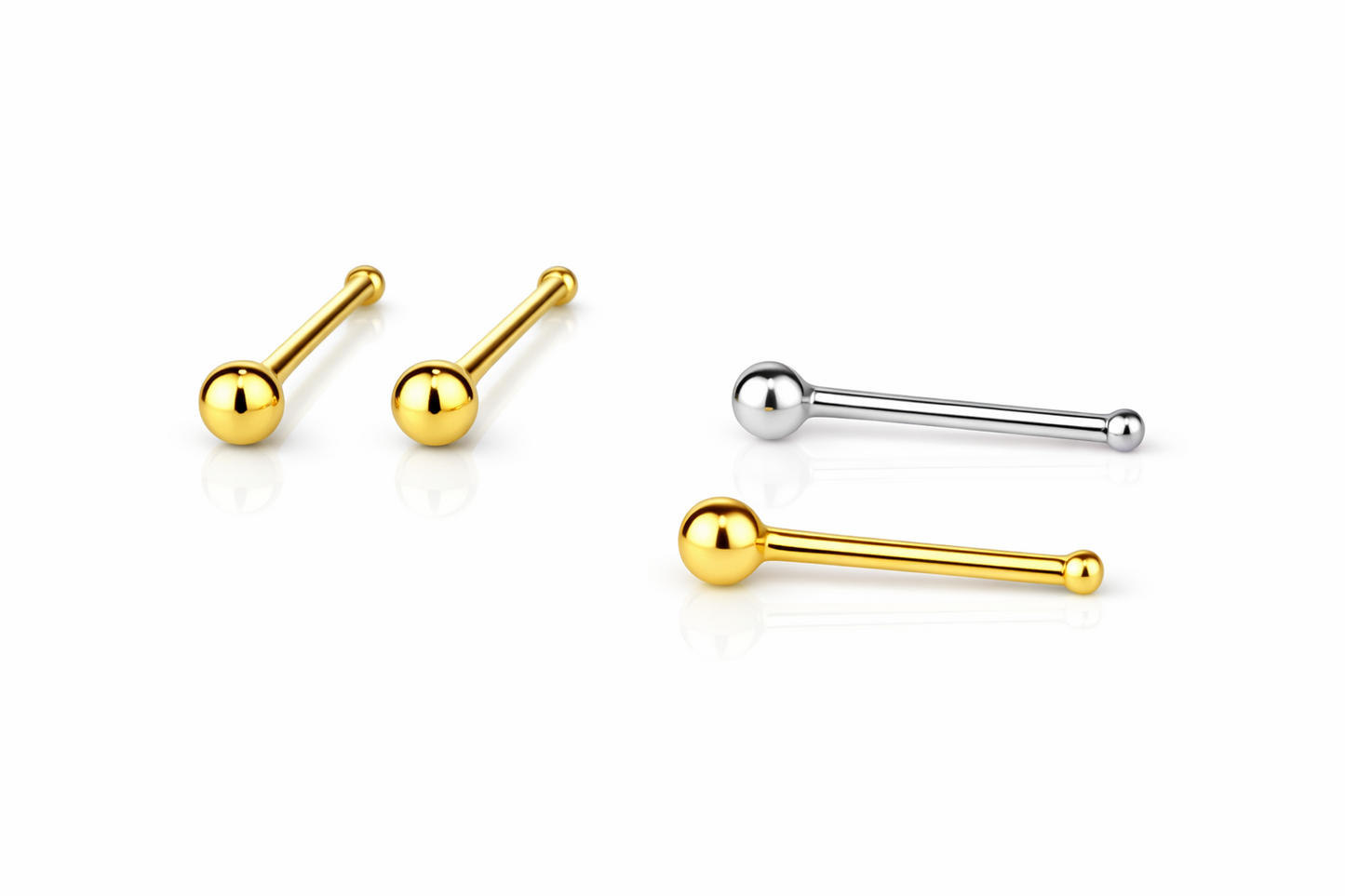 14k Yellow or White Gold Ball Nose Piercing Stud