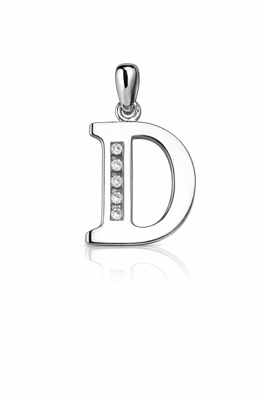 925 Sterling Silver Initial Letter CZ Pendant