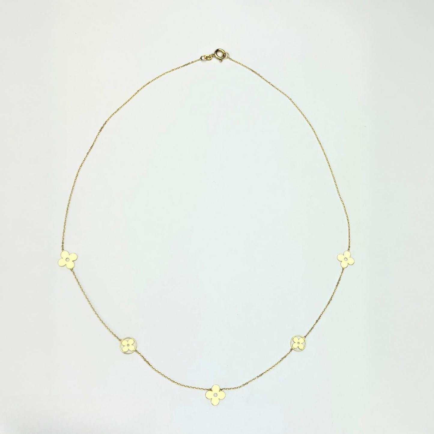 14k Yellow Gold Beautiful Clover Necklace for Women
