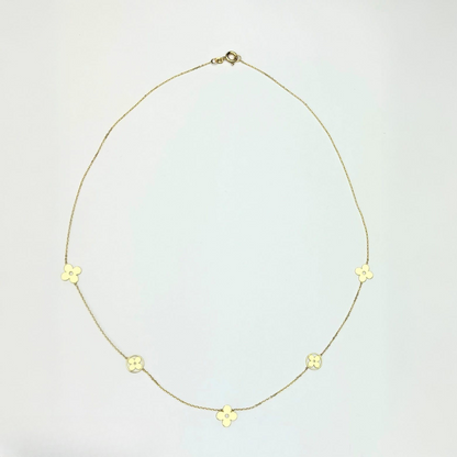 14k Yellow Gold Beautiful Clover Necklace for Women