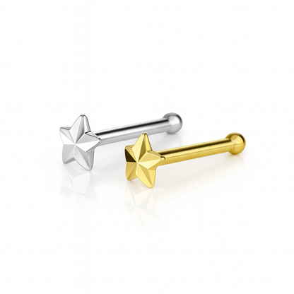 14k Yellow or White Gold Star Nose Piercing Stud