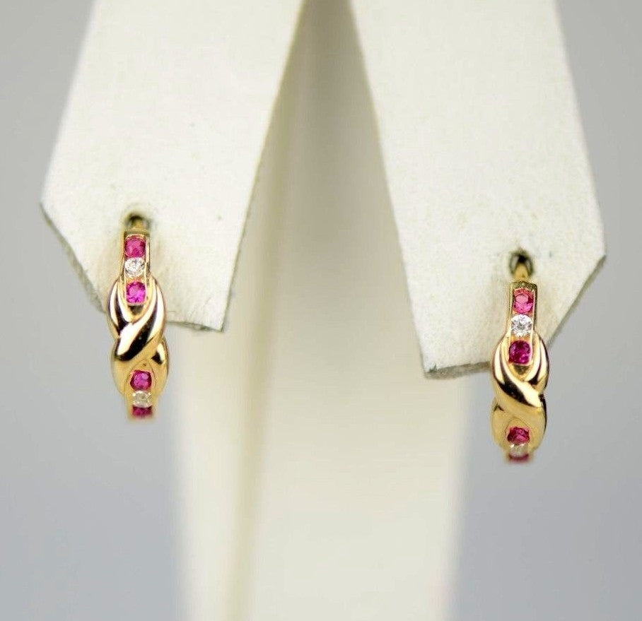 hoop 14k yellow gold round CZ earrings huggies huggie earring