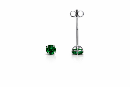 14K White Gold 3mm Round Birthstone Stud Earrings with Push back