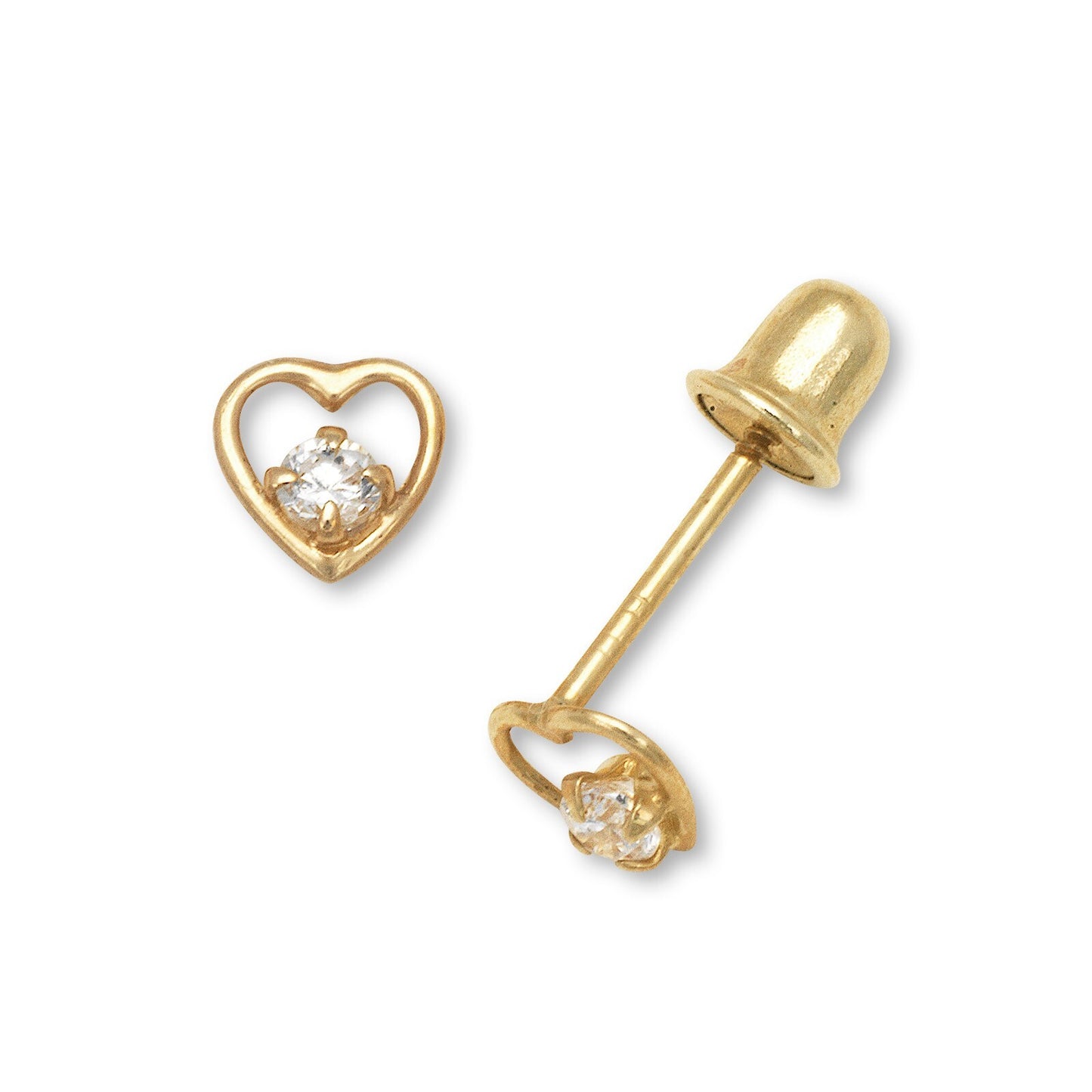 14K Yellow Gold  Birthstone Heart Shape Stud Earrings for Girl