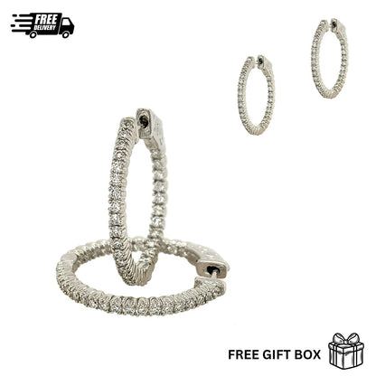 14k Yellow and White Gold Lab Grown Diamond Huggie Hoop Earrings