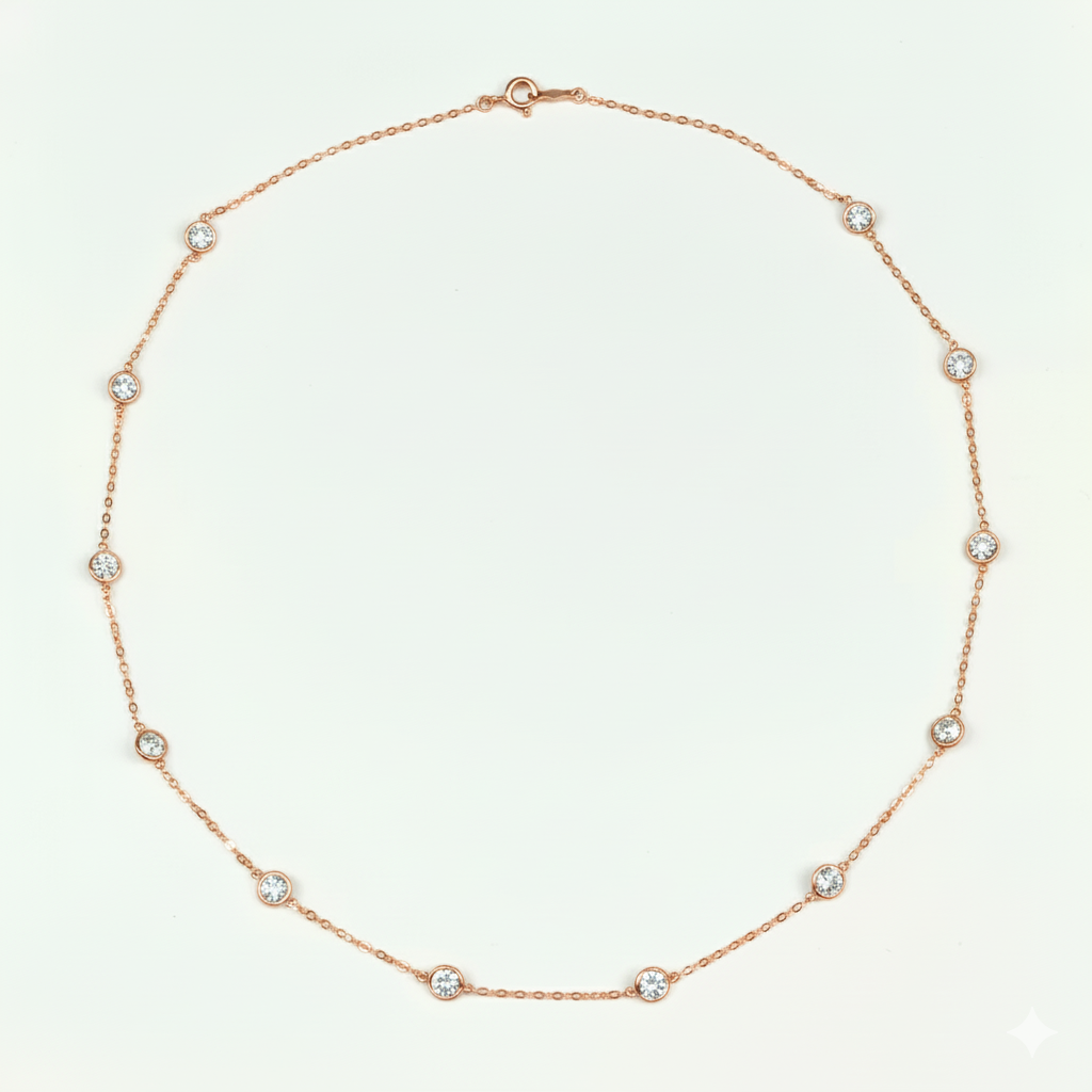 14k  Gold Cubic Zirconia CZ by the yard 16'' up to 42" Necklace