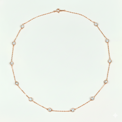14k  Gold Cubic Zirconia CZ by the yard 16'' up to 42" Necklace