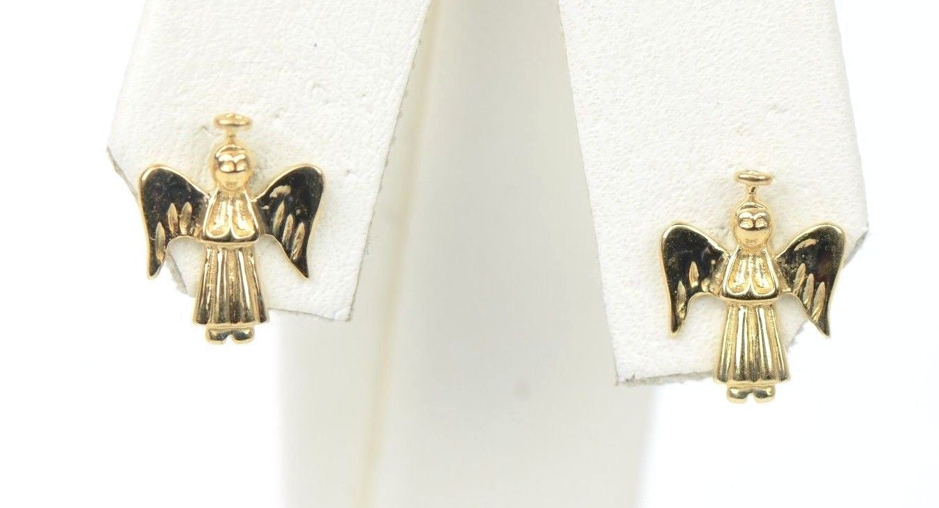 14k Yellow or White Gold Angel Stud Earrings