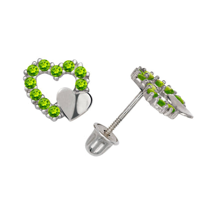 14K Yellow & White Gold  Pretty CZ Heart Shaped Stud Earrings for Women
