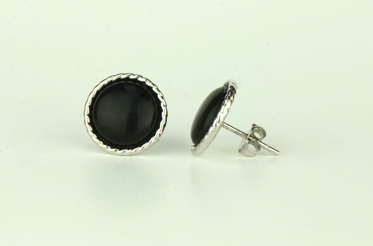 14K Yellow & White Gold Flat Stud Earrings for Women